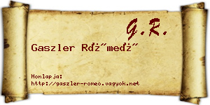 Gaszler Rómeó névjegykártya